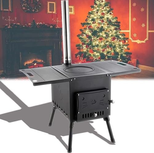 Poêle à Bois for Tente de Camping, poêle à Bois, Portable et Pliable, for Camping en Plein air, poêle à Bois, idéal for Les tentes Cloches, poêle à Bois de Camping, Chauffage de Tente (Color : Black