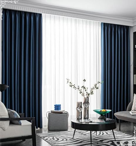 Beydodo Blickdichte Gardinen mit Ösen 2er Set, Vorhänge Verdunkelung 137x183CM Modern Einfarbig Polyester Vorhang Dunkelblau Verdunkelungsvorhänge Kinderzimmer Wohnzimmer