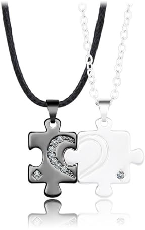 WMUVAZA Seelenverwandte Puzzle-Halskette, 2 Stück Herz Puzzle Anhänger Kette für Damen Herren Edelstahl Herzkette Pärchen kette Partner kette Freundschaftskette bff Ketten Passende Halskette Partner