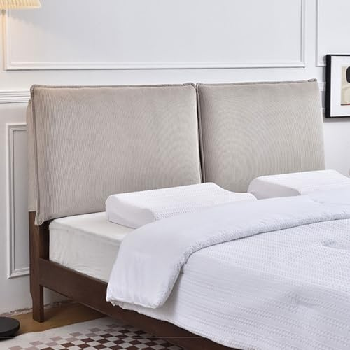 Bett Kopfteil-Kissen, Lesekissen Bett Kopfteil Bezug Cord-Bettkopfteil Hussen, Doppel King Weich Flauschig Gepolsterter Bett Kopfteil Husse Rückenlehnenstütze Schutz Abdeckung(180X60CM,Hellbraun)