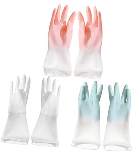 CIYODO Haushaltshandschuhe Aus Gummi Spülhandschuhe Für Küche Und Reinigung 3 Paarm Größe Verschiedene Farben