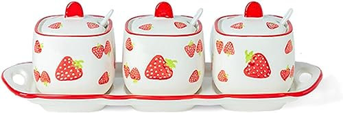 Sucrier en céramique à motif dessiné à la main avec couvercle en forme de tasse à thé, pot à sucre pour le rangement de cuisine rouge 1 pot