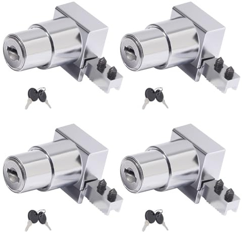 HUAJINGKEJI Lot de 4 serrures de vitrine avec clé en verre, serrures simples et doubles pour porte coulissante en verre