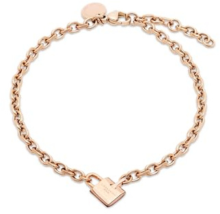 LIEBESKIND BERLIN Damen Schmuck Love-Lock - Kette & Armband mit coolem Liebeskind Schloss-Anhänger aus Edelstahl - Erhältlich in Silber, Gold & Roségold, Größenverstellbar