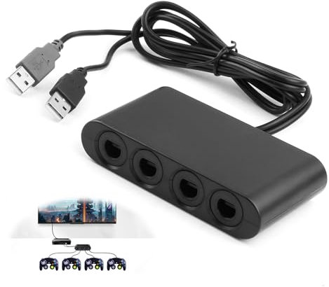 Novstuf Game Cube Controller Adapter for Switch Wii U and PC USB, 3 in 1 Converter Game Controller Adapter 4 Port Support 4 Players Online at The Same Time Vibration Features No Delay