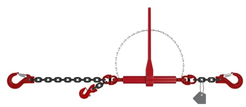 Dolezych Cadena de Amarre PowerLash L-150, 6300 Dan, 1 Pieza, con Gancho de Horquilla, 3,5 m de Longitud, Cadena 10-8, Negro/Rojo, Negro/Rojo