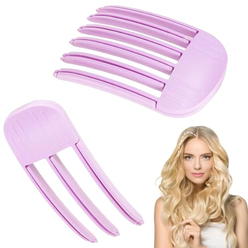 Teegxddy pinzas para dar volumen al cabello para flequillo, pinzas de volumen para flequillo esponjoso, pinzas para el cabello para dar volumen instantáneo para hombres y mujeres,Morado, 2 piezas