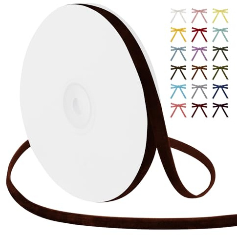 Uiopa Samtband Dunkelbraun 6mm Breit, 9m Geschenkband Samt Band, Schleifenband Dunkelbraun Ribbon Dekoband für Geschenkverpackung, Kränze, Hochzeit, Party, DIY Handwerk