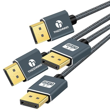 Thzzhnno Câble DisplayPort 3M Lot de 2, Display Port 1.2 Câble DP pour Ordinateur Portable, PC, Moniteur