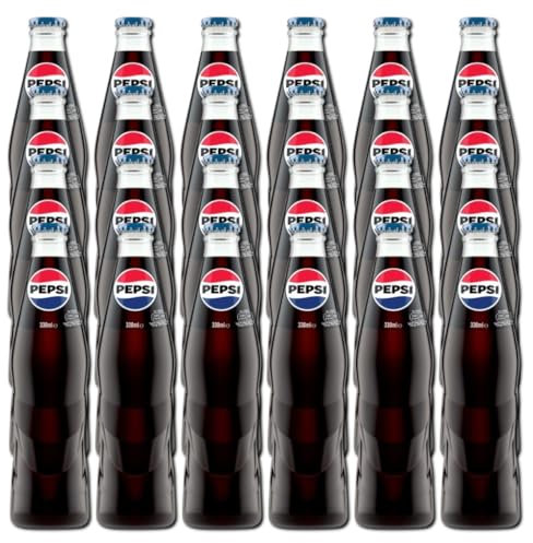Pepsii Original Cola Flavoured Fizzy Soft Drink with Sugar and Sweetners 330ml Glass Bottle Suitable for Vegan Recyclable (Pack of 24)