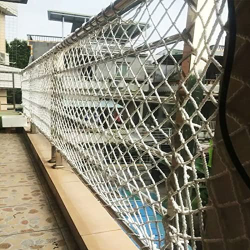 Filet de sécurité extérieur de 3 x 5 m - Garde-corps pour enfants - Corde durable pour protection de balcon - Clôture robuste pour plantes - Blanc - Filet de sécurité en maille de 5 cm