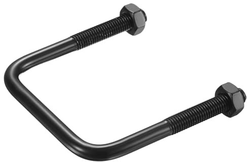 sourcing map 1 Set M10 Square U-Bolts, 80mm (3.15) Inner Width 100mm (3.94) Length 304 Stainless Steel U-Clamp Bolt Electroplated with Nuts for Automobile, Trailer, Boat Trail, Black