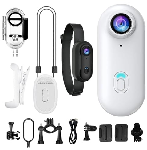 Tuxuseo Caméra d'action Miniature | Caméra Poitrine Portative POV - Appareil Compact Rotatif À 360° Résolution - 4K pour Sports Aquatiques Streaming Vlog Randonnée Ski Voyage