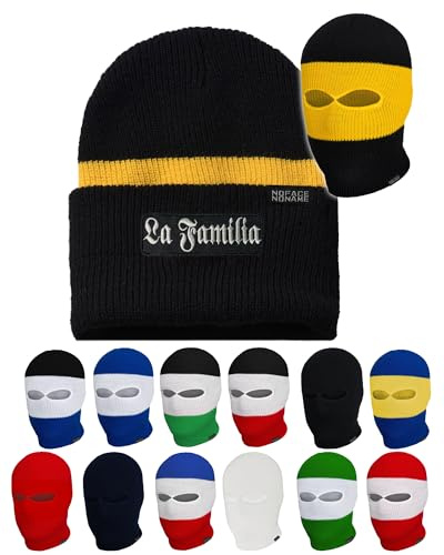 No Face No Name La Familia I Sturmhaube Mütze in schwarz weiß rot blau grün gelb