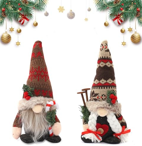2 Pezzi Natale Gnomo Bambola Gnomi di Natale Decorazione di Peluche Bambole Senza Volto Mensola da Tavolo di Puntelli per Foto Ornamento,Babbo Natale Decorazioni Natalizia per La Casa Regali di Natale