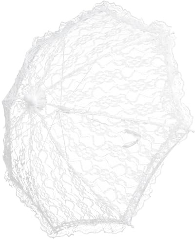 Toyvian Brautschirm aus Spitze Eleganter Hochzeitsschirm mit Blumenmuster Multifunktionaler Sonnenschirm für Hochzeitsfotos und Dekoration