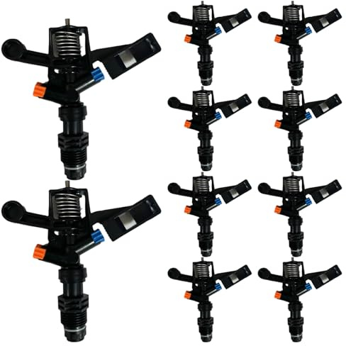 Lot de 10 arroseurs à Bras oscillant, tête d'arrosage à Couverture complète 360°, système d'irrigation par Aspersion Filetage mâle 1/2 pour arroser Les légumes, Les Fleurs, l'herbe, Les Plantes