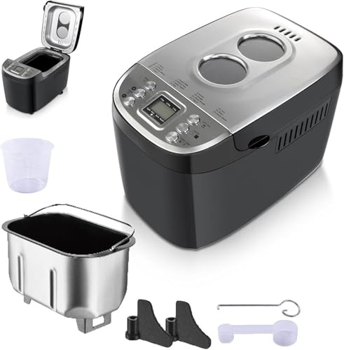 Máquina digital programable automática para hacer pan sin gluten y masa madre, sartén de cerámica antiadherente, capacidad de 3 libras