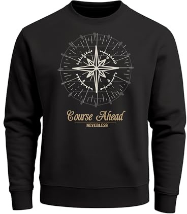Neverless Herren Sweatshirt Pullover Kompass Windrose Navigator Segeln Rundhalspullover