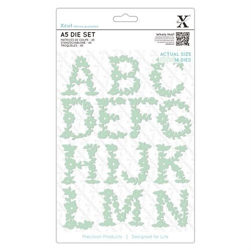 Xcut A5 Dies, Floral Alphabet A-N, Carbon Steel, Art & Craft, Cutting Tool Supplies, For Beautiful Decoration, Card Making, Gift Tag, Wrapping, Scrapbooking, Invitation Making, Crafters Companion