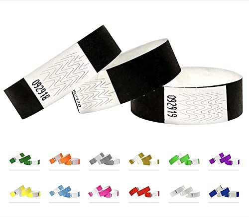 1000 Eintrittsbänder aus Tyvek - Party Einlassbänder, Securebänder, Festival Armbänder, Kontrollbänder für dein Event (Black, 1000 Pack)