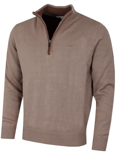 Calvin Klein Mens 2026 Knit Cotton 1/2 Zip Golf CK Top Sweater