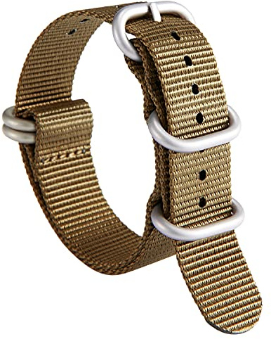 BINLUN Premium Nylon-Uhrarmband, 5-Ring-Edelstahlschließe, Robust & Komfortabel, Unisex, für 18–24 mm Handgelenke