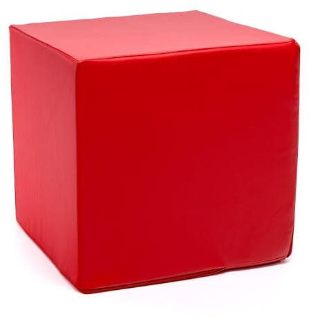 Ecopuf Cube - Sitzhocker Hocker Kunstleder Lederimitat Sitzbox Quader Würfel Pouf Ottomane Fußbank für's Wohnzimmer Wohneinrichtung 40x40x40 cm Faber Rot E6