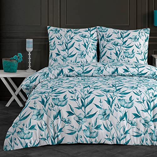 Buymax® Bettwäsche 135x200 100% Baumwolle 4-Teilig Bettbezug - Bettwäsche-Sets 135 x 200cm mit 2 mal Kissenbezüge 80x80cm, ÖKO-TEX Renforcé-Bettdeckenbezüge Set mit Reißverschluss