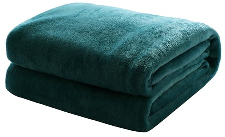 Kuscheldecke Flauschige extra weich & warm Wohndecke Flanell Fleecedecke, Falten beständig/Anti-verfärben als Sofadecke oder Bettüberwurf, Größe:220 cm x 240 cm, Farbe:Dunkelgrün