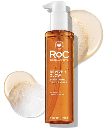 RoC Multi Correxion Revive + Glow Gel Vitamin C Cleanser, Face Wash, Facial Cleanser with Glycolic Acid, Paraben-Free, Sulfate-Free Skin Care - 6 Ounces