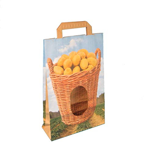 250 Papiertragetaschen Kartoffeltragetaschen Kartoffeltüten mit Sichtfenster & Kartoffel Neutralmotiv 22+8x33,5cm extra stark 90g/m² - Inkl. VerpG in D