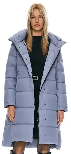 Orolay Abrigo de Invierno con Capucha Cálido y Elegante para Mujer Azul Small
