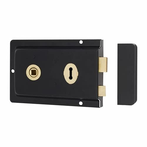 Verrou traditionnel à rebord noir 15,2 x 10,2 cm – Montage en surface – Convient pour les portes intérieures, abris de jardin et portails Infinity Decor®