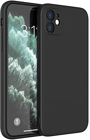 Mixroom - Cover Custodia Case per iPhone 12 Protezione Copre Fotocamera in Silicone TPU Morbido Opaco con Bordi Piatti Colore Nero