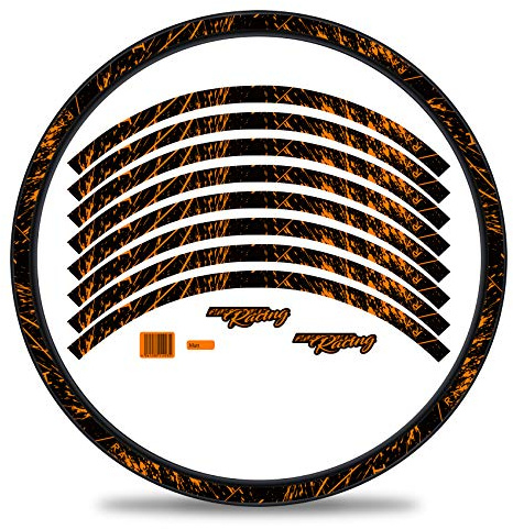Finest Folia 16-teiliges Set Felgenrandaufkleber Sticker für Fahrrad Felgen im Racing Design Komplett Set für 27 29 für Rennrad Mountainbike MTB Laufrad RX025 (Neon Orange, Matt)