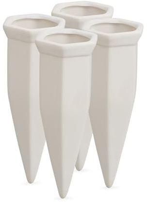 Relaxdays Gießkegel, Bewässerungshilfe 4er Set, Gießsystem für 1,5 l PET Flaschen, für Balkonkästen & Topfpflanzen, weiß