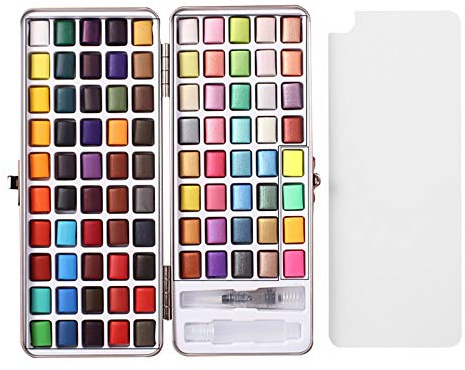 Aquarell-Farbset 90 Farbe Tragbar Lebendige Farben Festes Aquarell-Pigment-Farbset Perfekt für Schüler, Kinder, Anfänger und mehr