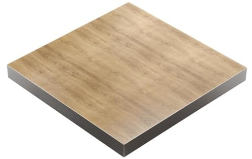GGMMÖBEL Brasil | Tischplatte | B:T 68 x 68 cm | Eiche | Holzplatte | Perfekt für klappbare Küchentisch, Esstisch | ABS Kante | HPL beschichtete | Restaurant, Cafe, Bar