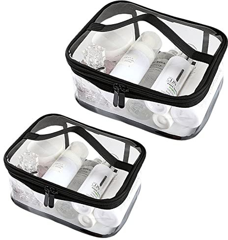 Transparent Kulturtaschen, Kememo 2 Stück Kosmetiktasche Wasserdicht Reise Makeup Tasche Kulturbeutel Reiß Waschtasche mit Griff