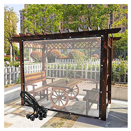 UHEKC Vorhänge im Freien Seitenwände der Terrassenüberdachung für Veranden, Hütten, Gartenmöbel Pergola-Panel mit Ösen, Anpassbar (Color : Clear, Size : 4.5x2.5m/14.76x8.2ft)