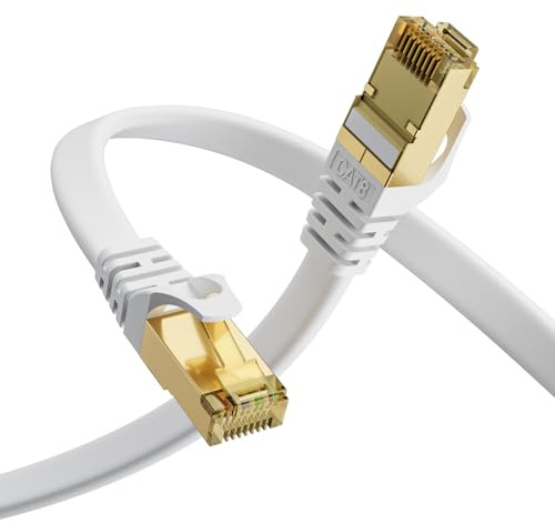 Aouensly Cat8 Ethernet Cable,15M High Speed Flat Lan Network Cable, 40Gbps 2000MHz Long Internet Cable with Gold-Plated RJ45, Internet Cord for Gaming, Streaming, Router, Modem, PC, Printer