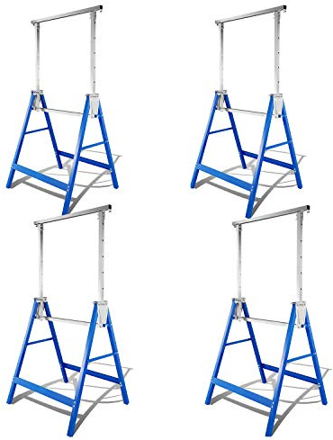 Randaco Arbeitsbock 4er Set Blau,7-Fach Höhenverstellbar 80-130 cm Klappbockm, Gerüstbock Stabiler bis 200kg mit Einer Antirutschvorrichtung