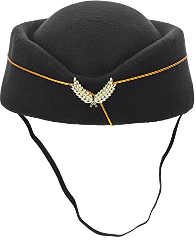 Toyvian Airline Stewardess Hut Schwarze Flugbegleiter Hut Mütze Stewardess Für Bühnenkostüm Cosplay Zubehör