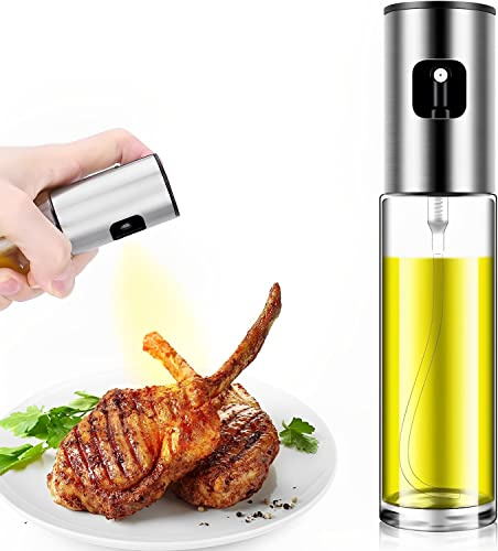 Pulverizador Aceite de Cristal y Acero Inoxidable, Aceitera de Spray para Cocina, Dispensador de Aceite, Vaporizador de Aceite y Vinagre para Freidora de Aire, Ideal para Barbacoa y Ensalada 100ML