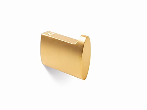 Gedotec Garderoben Haken - Kleiderhaken Garderobe Vollmetall | TAKK 7002 | 1 Stück Kleiderhaken Wand 16 x 50 x 57 mm | Garderobenhaken Messing gebürstet | Haken zum Schrauben Wandhaken Handtuchhaken