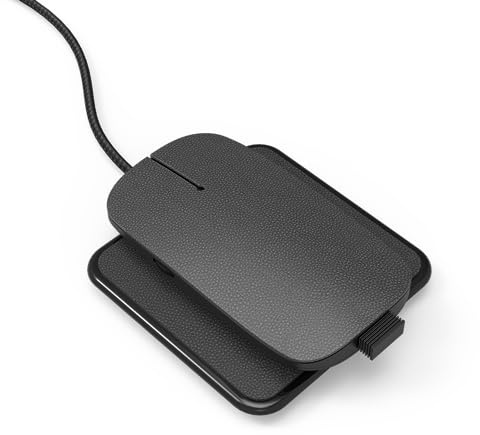 Xoopar Ine Pokket Maus aus recyceltem Leder, Design kabellos & ohne Batterien Premium Version für PC, Mac, Laptop, 2,4 GHz mit Mini-USB-Empfänger (schwarz)