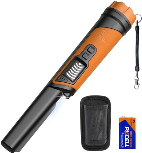 DR.ÖTEK Metal Detector Pinpointer for Adults & Kids, Handheld Pin Pointer Wand with LCD Screen, Fully Waterproof, 360°Detection, 3 Modes, Exclusive Interference Cancellation for Treasure Hunting
