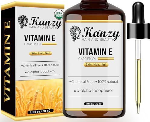 Kanzy Olio di Vitamina E per il Viso, Capelli, Unghie e Pelli 100% Naturale d-Alfa-Tocoferolo, 30 ml Vitamin E Oil Olio Antietà Contro le Rughe Olio ideale per Uomini e Donne (30 ml)