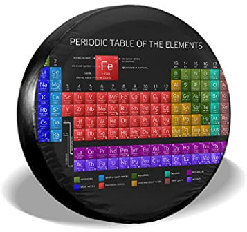 Elemente des Periodensystems Ersatzrad Abdeckung Sonnenschutz Reserverad Reifenabdeckung Schmutzfest Ersatzreifenabdeckungen Universal Für Anhänger Wohnmobil LKW 15Inch